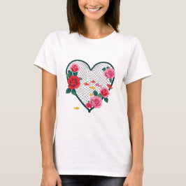 Romantic Fishing Heart Net – Women's T-Shirt Tシャツ