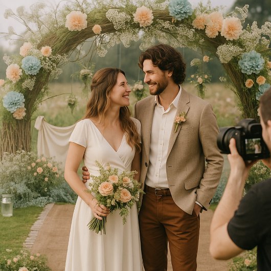 Romantic Floral Arch Garden Wedding Backdrop タペストリー