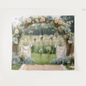 Romantic Floral Arch Garden Wedding Backdrop タペストリー (正面(横))