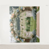 Romantic Floral Arch Garden Wedding Backdrop タペストリー (正面)