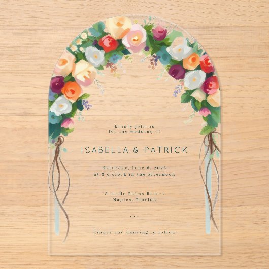 Romantic Floral Arch Wedding Invitation アクリル招待状 (正面)