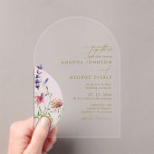 Romantic Floral Arched Spring Summer Fall Wedding  アクリル招待状 (インサイチュ (ポータブル))