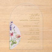 Romantic Floral Arched Spring Summer Fall Wedding  アクリル招待状 (正面)