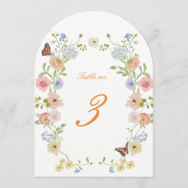 Romantic Floral Arched Wedding Table Numbers 招待状