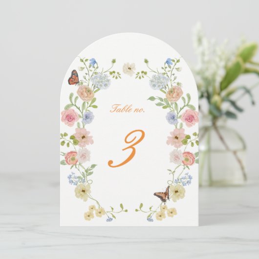 Romantic Floral Arched Wedding Table Numbers 招待状 (スタンド正面)