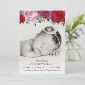 Romantic Floral Blooms Photo Birth Announcement 案内状 (スタンド正面)