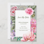 Romantic Floral Blush Garden Wedding Save the Date 案内状 (正面)