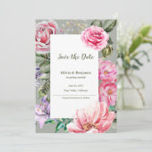 Romantic Floral Blush Garden Wedding Save the Date 案内状 (スタンド正面)