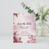 Romantic Floral Botanical Wedding Save the Date 案内ポストカード (スタンド正面)