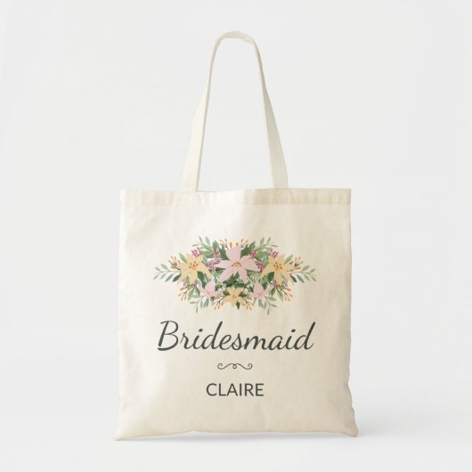 Romantic floral bouquet wedding bridesmaid トートバッグ (正面)