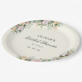 Romantic Floral Bridal Shower ペーパープレート (アングル)