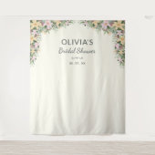 Romantic Floral Bridal Shower Backdrop タペストリー (正面)