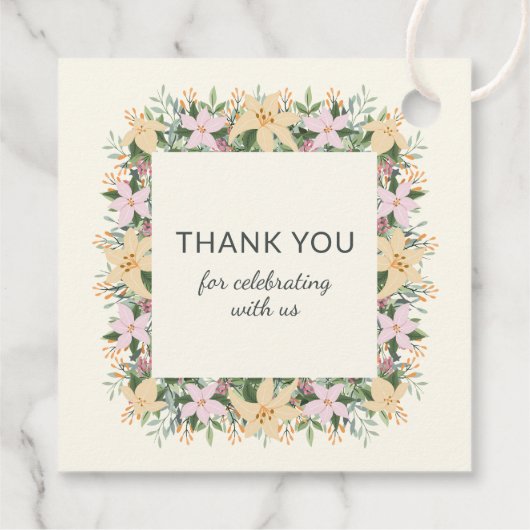 Romantic Floral Bridal Shower Label フェイバータグ (裏面)