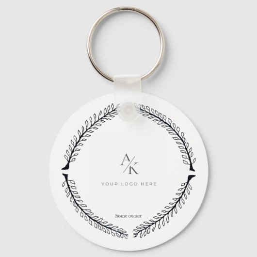 Romantic Floral Circle Save the Date キーホルダー (正面)