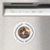 Romantic Floral Circle Save the Date マグネット (インサイチュ (食洗機))