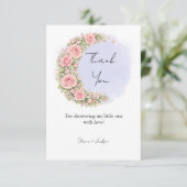 Romantic Floral Crescent Moon with Blush Roses サンキューカード (スタンド正面)