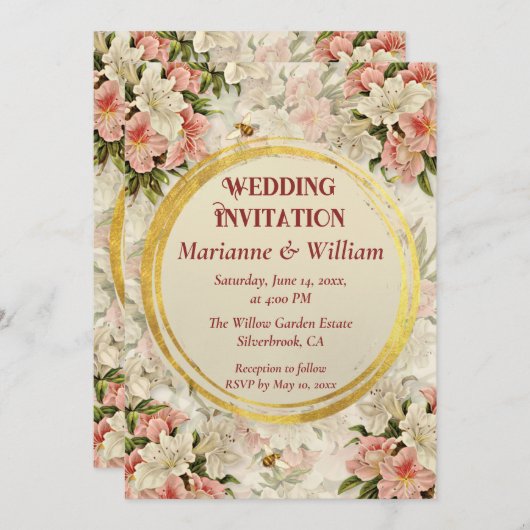 Romantic Floral Customizable wedding invitation (正面/裏面)