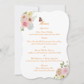 Romantic Floral Die Cut Wedding Menu Card 招待状 (正面)