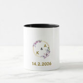 Romantic Floral Frame Couple Mug with Initials & W マグカップ (中央)