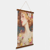 Romantic Floral Goddess – Wood Topped Wall Tapestr 吊り下げ型タペストリー (傾斜あり)