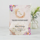 Romantic Floral Gold Wedding Invitation 招待状 (スタンド正面)