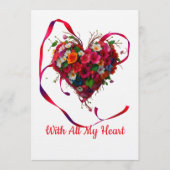 Romantic Floral Heart 招待状 (正面)