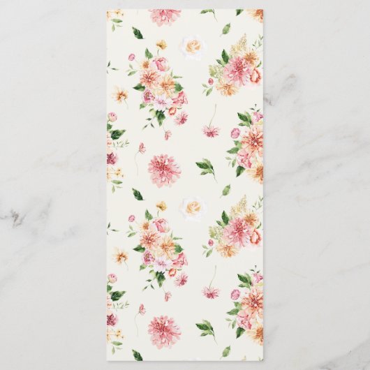 Romantic Floral Heart Wedding Ceremony Program プログラム (裏面)