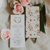 Romantic Floral Heart Wedding Ceremony Program プログラム