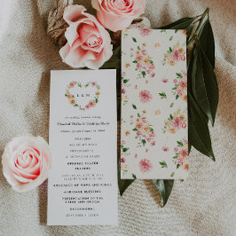 Romantic Floral Heart Wedding Ceremony Program プログラム
