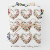 Romantic Floral Hearts, Boho Neon Wolf, Valentine ラッピングペーパーシート (インサイチュ)