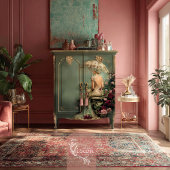 Romantic Floral, Lady & a Parasol, Matching Set ラッピングペーパーシート