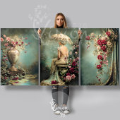 Romantic Floral, Lady & a Parasol, Matching Set ラッピングペーパーシート