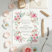 Romantic Floral Lantern Engagement Invitation 招待状