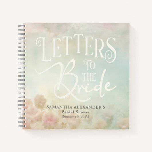 Romantic Floral Letters To The Bride Guestbook ノートブック (正面)
