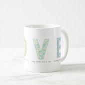 Romantic Floral LOVE Initial Acrostic Design コーヒーマグカップ (正面右)