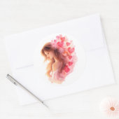 Romantic Floral Love Sticker Soft Valentine art ラウンドシール (封筒)