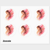 Romantic Floral Love Sticker Soft Valentine art ラウンドシール (シート)