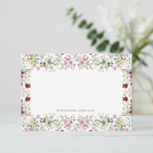 Romantic Floral Monogram Notecard サンキューカード (スタンド正面)