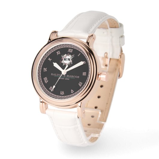 Romantic Floral Monogram Wedding  腕時計 (傾斜)