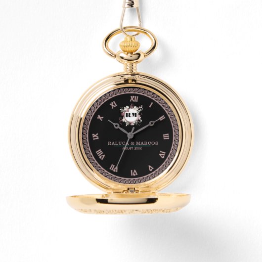 Romantic Floral Monogram Wedding  腕時計 (正面)