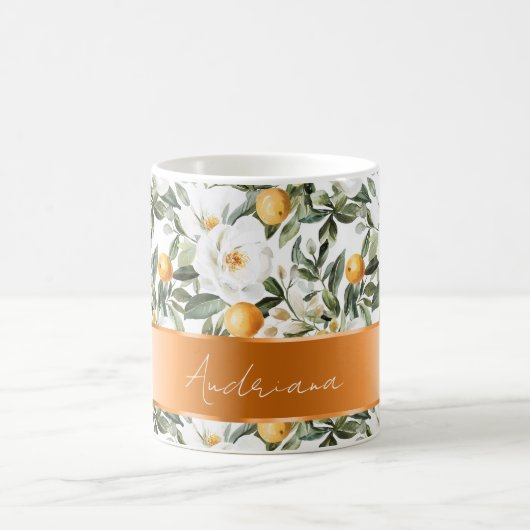 Romantic Floral Oranges Sicily Italian コーヒーマグカップ (中央)