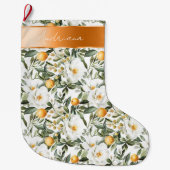 Romantic Floral Oranges Sicily Italian ラージクリスマスストッキング (正面)