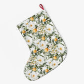 Romantic Floral Oranges Sicily Italian ラージクリスマスストッキング (裏面 (吊り時))