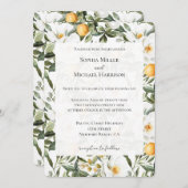 Romantic Floral Oranges Sicily Italian Wedding 招待状 (正面/裏面)