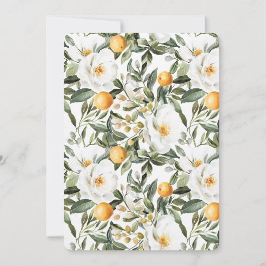 Romantic Floral Oranges Sicily Italian Wedding 招待状 (裏面)