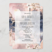 Romantic Floral Paris Eiffel Tower Bridal Shower 招待状 (正面/裏面)