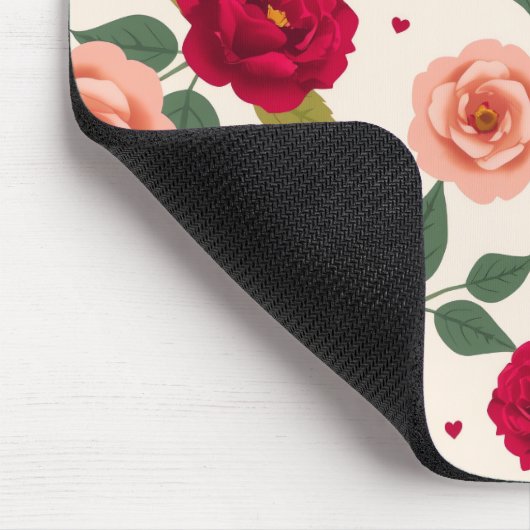 Romantic Floral Pattern Mouse Pad マウスパッド (コーナー)