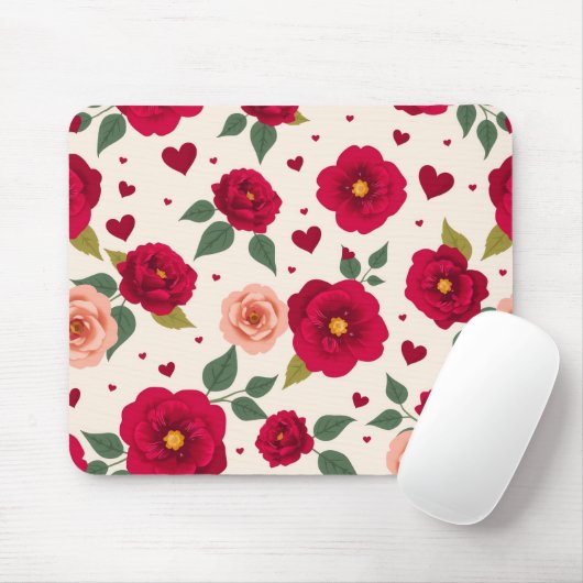 Romantic Floral Pattern Mouse Pad マウスパッド (マウス)