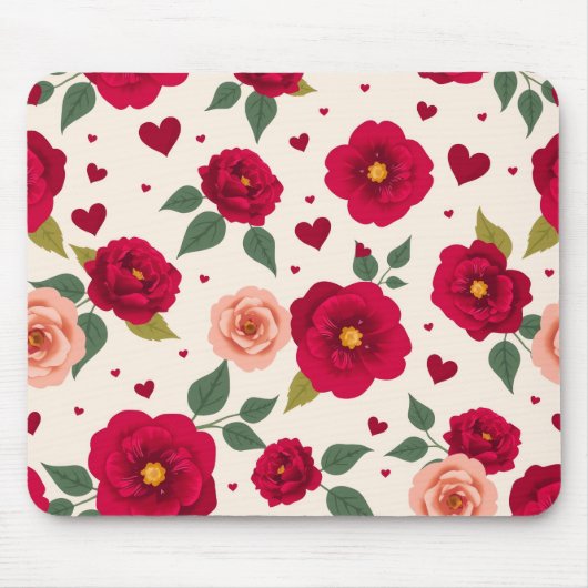 Romantic Floral Pattern Mouse Pad マウスパッド (正面)