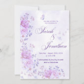 💐Romantic Floral Purple Wedding Invitation 案内状 (正面)